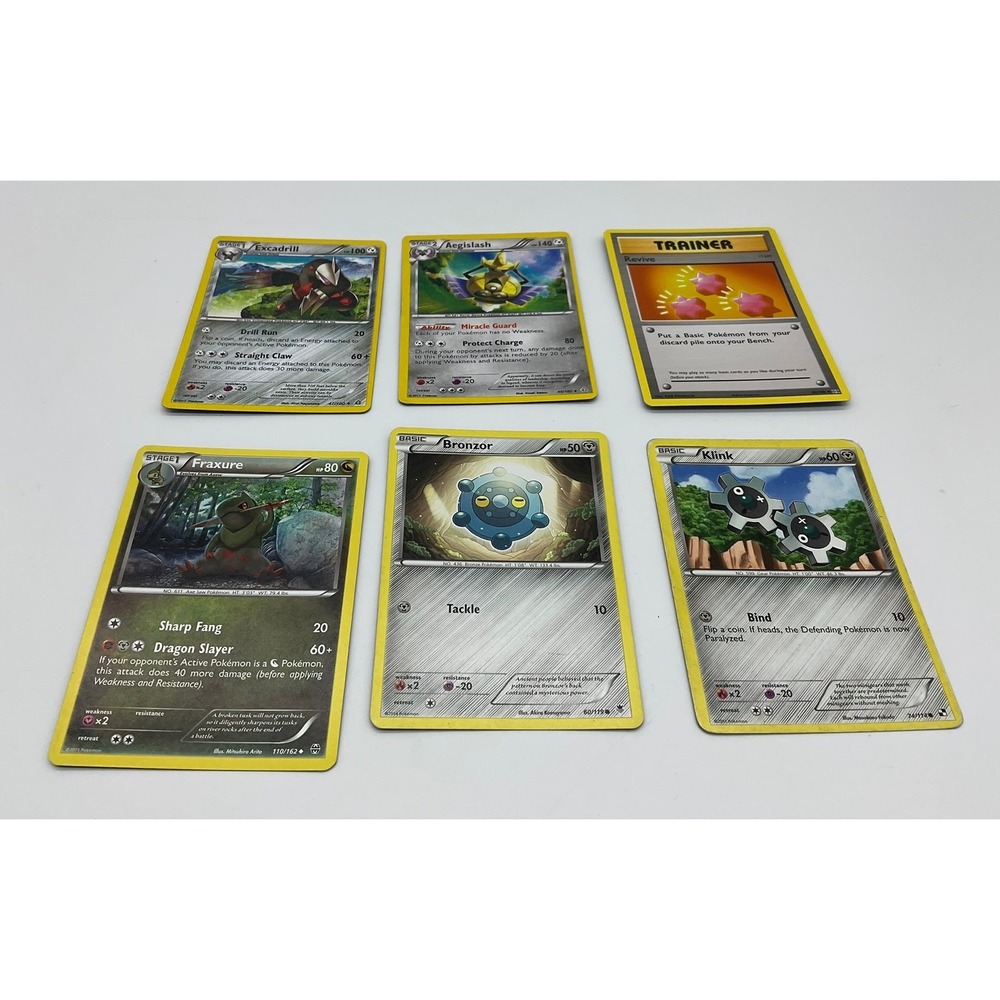 Pokemon TCG Card Lot 6pc Excadrill Aegislash Fraxure Bronzor Klink Revive Steel